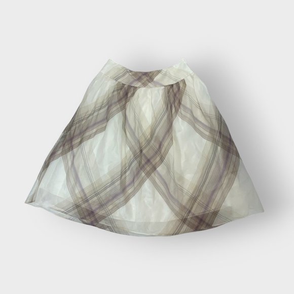 Talbots Pure Silk Midi Skirt | 10P | Plaid Organza | Lined | Preppy Old Money - Picture 1 of 10
